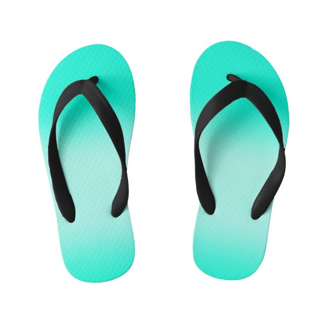 Modern Simple green Turquoise Gradient Colour Kid's Jandals (Footbed)