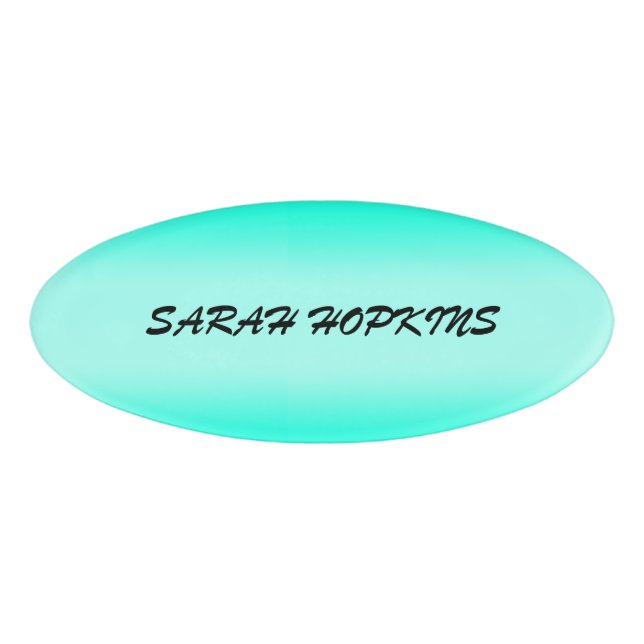 Modern Simple green Turquoise Gradient Colour Name Tag (Front)