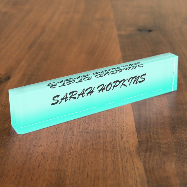 Modern Simple green Turquoise Gradient Colour Nameplate (Side)