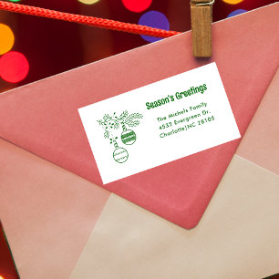 Modern Simple Green Typography Christmas Address Label