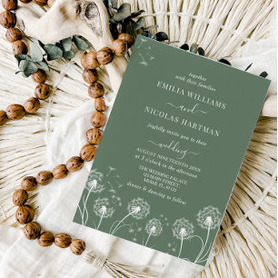 Modern Simple Green Wildflower Wedding  Invitation