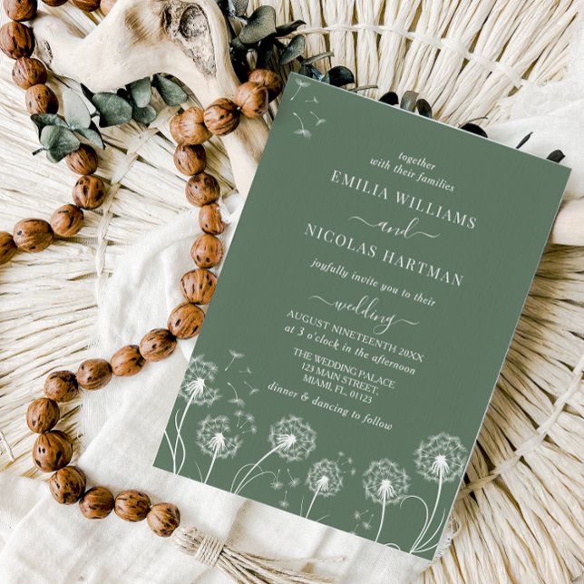 Modern Simple Green Wildflower Wedding  Invitation (Creator Uploaded)