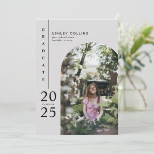 Modern Simple Grey Arch Photo Graduation Party Invitation
