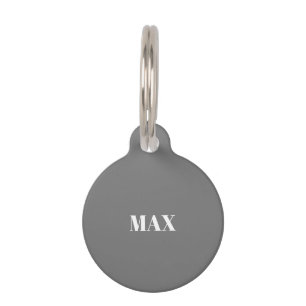 Modern simple grey custom dog Name contact info Pet Tag