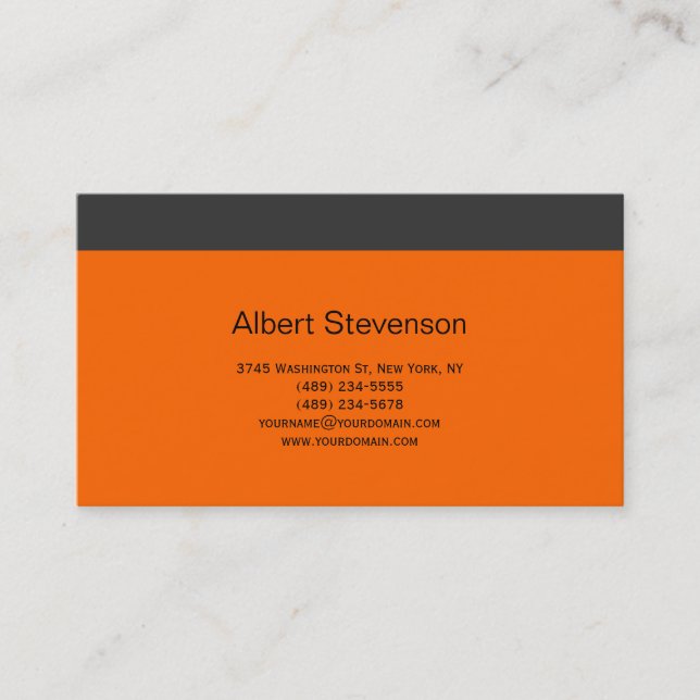 Modern Simple Grey Orange Consultant Business Card (Front)