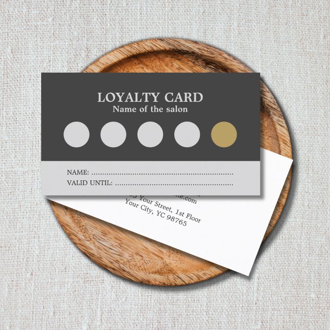 Modern Simple Grey Silver Salon Loyalty Card (Creator Uploaded)