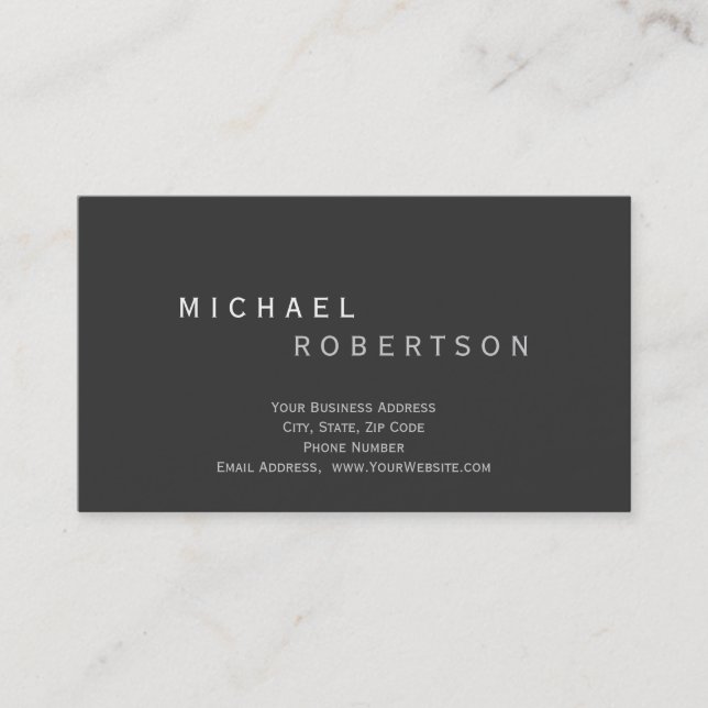 Modern Simple Grey Standard Size Business Card (Front)