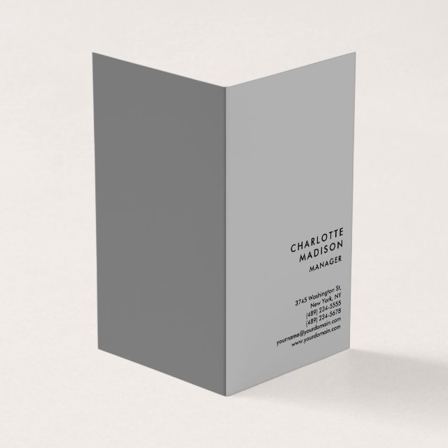 Modern Simple Grey Trendy Minimalist Plain Business Card (Outside)