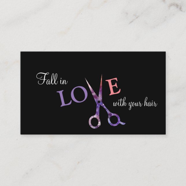 modern simple hairstylist hair stylist black pink business card (Front)