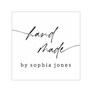 Modern Simple Handmade Script Black White Self-inking Stamp