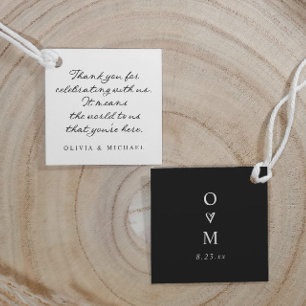 Modern Simple Handwriting Black and White Wedding Favour Tags