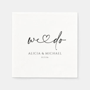 Modern Simple Handwriting Heart Wedding Napkin