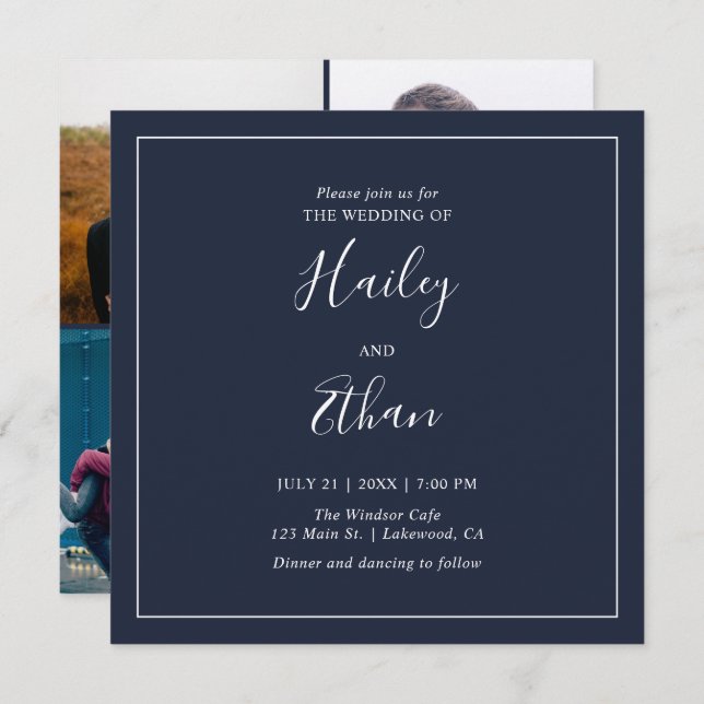 Modern Simple Handwriting Photo Wedding Invitation (Front/Back)