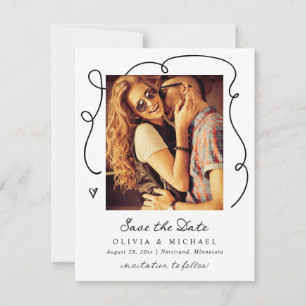 Modern Simple Handwriting Wavy Lines Wedding Save The Date