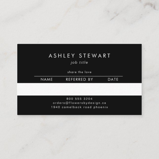 Modern Simple Handwritten Calligraphy Plain White Referral Card (Back)