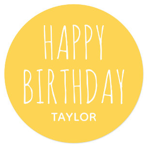 Modern Simple Happy Birthday Sticker Yellow