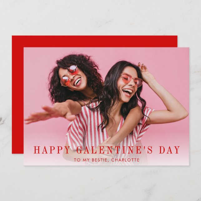 Modern Simple Happy Gelantine's Day Photo Holiday Card (Front/Back)