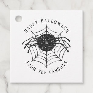 Modern Simple Happy Halloween Spider Web Favour Tags