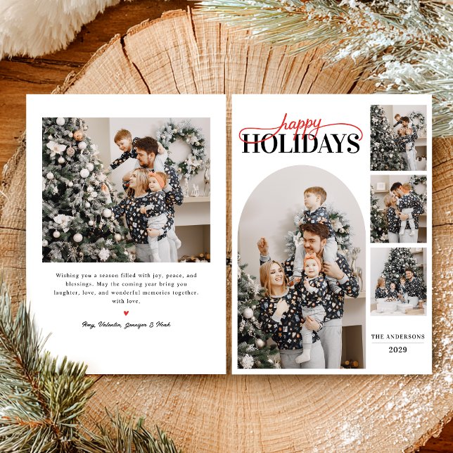 Modern Simple Happy Holidays Photo Calligraphy Holiday Card (Creator Uploaded)