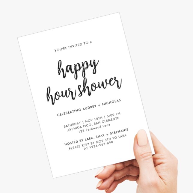 Modern Simple Happy Hour Couple Bridal Shower Invitation (Creator Uploaded)