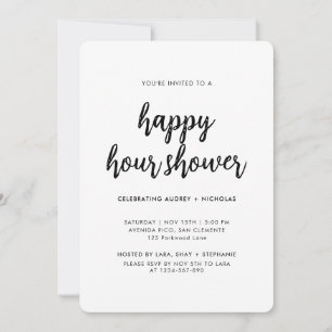 Modern Simple Happy Hour Couple Bridal Shower Invitation