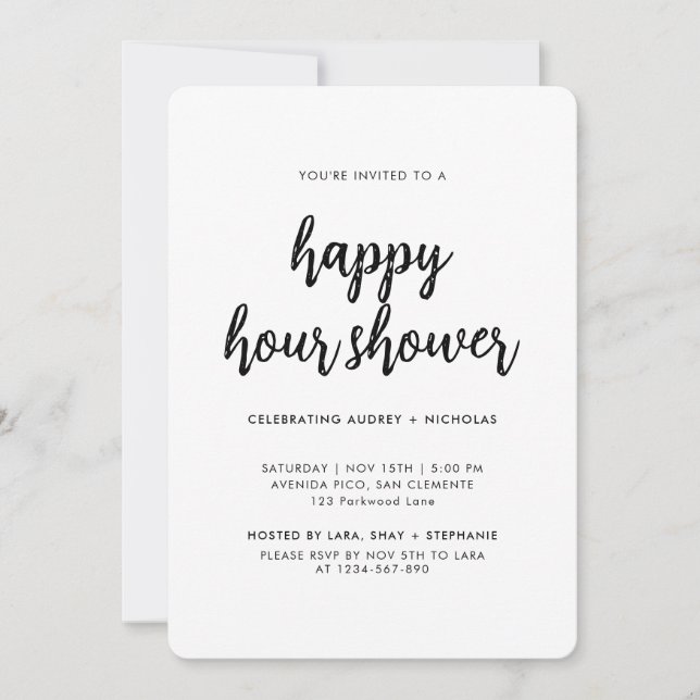 Modern Simple Happy Hour Couple Bridal Shower Invitation (Front)