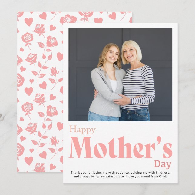 Modern Simple Happy Mother's Day Photo Card (Front/Back)