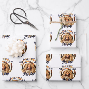 Modern Simple Happy New Year 2023 Photo Wrapping Paper Sheet