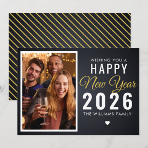 Modern Simple Happy New Year 2026 Photo  Holiday Card