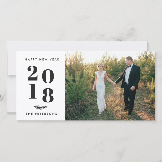 Modern Simple Happy New Year Holiday Photo Card (Front)