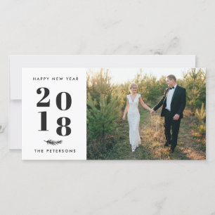 Modern Simple Happy New Year Holiday Photo Card