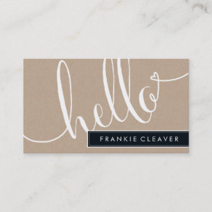 MODERN SIMPLE hello script trendy type kraft Business Card