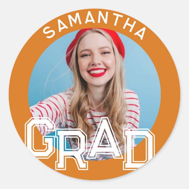 Modern Simple High School Grad Photo Graduation Classic Round Sticker (Front)