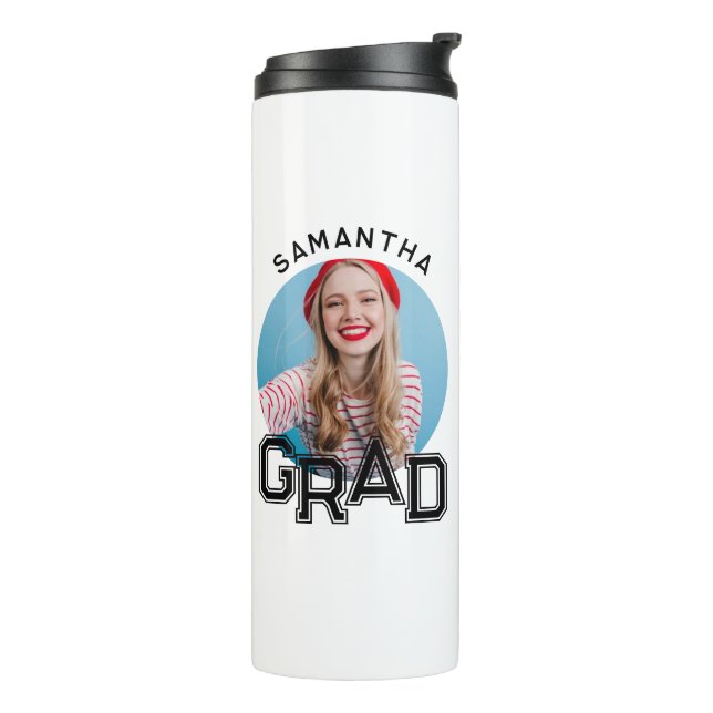 Modern Simple High School Grad Photo Graduation Thermal Tumbler (Rotated Left)