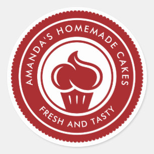 Modern Simple Homemade Cakes Bakery Classic Round Sticker
