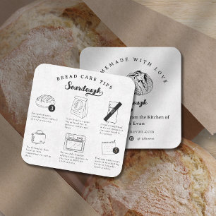 Modern Simple Homemade Sourdough Bread Care Tips Square Business Card