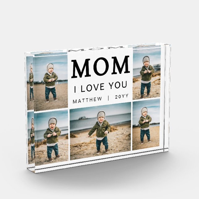 Modern Simple I Love You Mom Collage 5 Photo Block (Left)