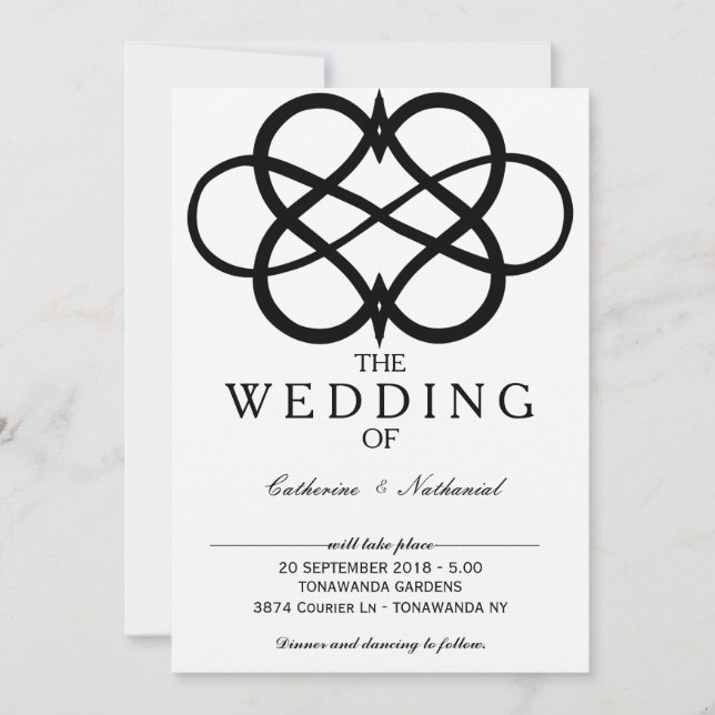 Modern Simple Infinity Heart Wedding Invitation (Front)