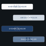 Modern Simple Initial Blue Waterproof Name<br><div class="desc">Boho blue waterproof name labels in various shades of blues. Use these name labels for any of your belongings.</div>