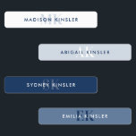 Modern Simple Initial Blue Waterproof Name<br><div class="desc">Boho blue waterproof name labels in various shades of blues. Use these name labels for any of your belongings.</div>