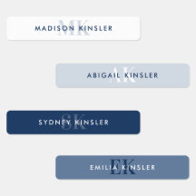 Modern Simple Initial Blue Waterproof Name