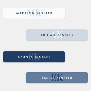 Modern Simple Initial Blue Waterproof Name