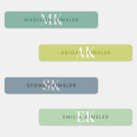 Modern Simple Initial Green Blue Waterproof Name L