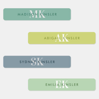 Modern Simple Initial Green Blue Waterproof Name L
