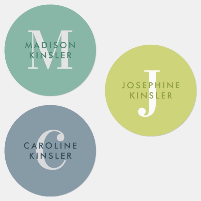 Modern Simple Initial Green Blue Waterproof Name L (Group)