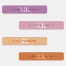 Modern Simple Initial Purple Boho Waterproof Name 