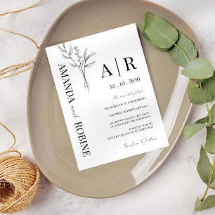 Modern Simple Initials Elegant Wedding Invitation