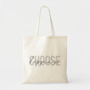 Modern, simple, inspirational "Choose Happiness" Tote Bag