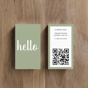 Modern Simple Khaki White QR Code Consultant  Business Card