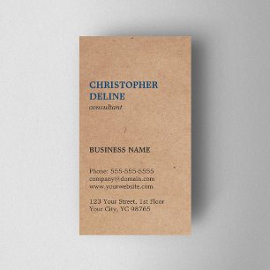 Modern Simple Kraft Cardboard Blue Consultant Business Card